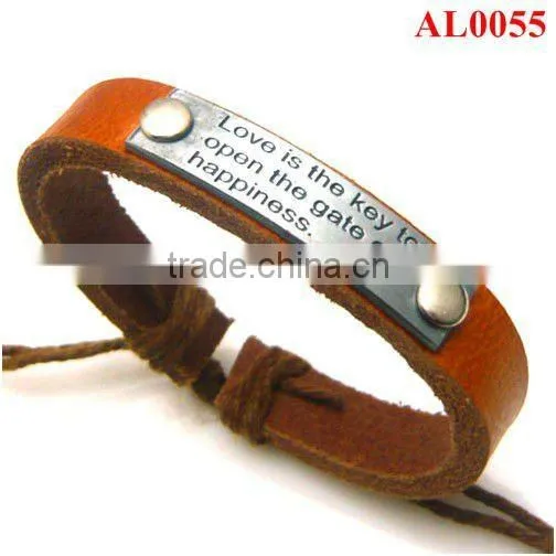 Exotic Bracelet,Fashion Bracelet With Love English Words,Alloy Leather Bracelet AL0055