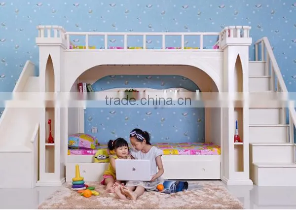 European Princess Bedroom Furniture White Castle Bed for Kids photo-3