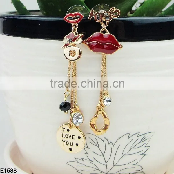 Free Shipping Oil Drip Lip Shape Cuff Earring E1588 photo-3