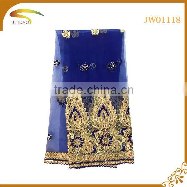 Wholesale High Quality Nigerian Decorative Embroidery 3D Patterned Silk Fabric for Bridal Dress photo-2