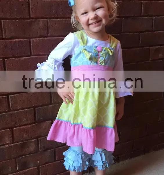 Little Girls Ruffle Tunic Top Long Sleeves Boutique Wholesale Children's Fancy Top Pant Set Tunic Top With Matching Ruffle Pant photo-4
