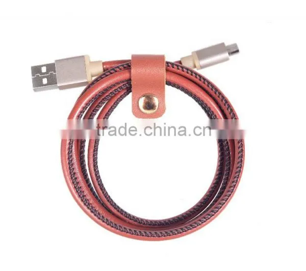 Walnut Micro Leather Cable for Samsung /andriod Mobile Phone photo-2