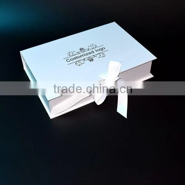 Logo Costom Folding Box White Board Ribbon Closures photo-2
