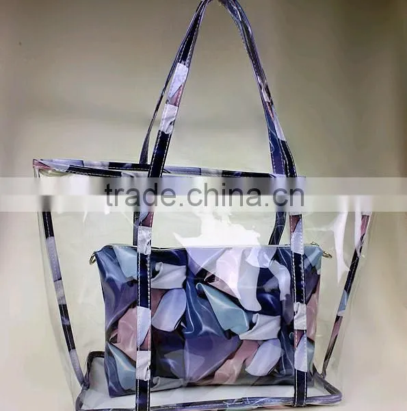 2015 Summer Tide Girl New Style Sugar Jelly Transparent Shoulder Bag With Printing Flower Bag in Bag photo-2