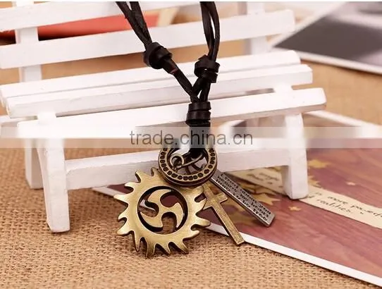 Manufacturers Selling Leather Punk Necklace Vintage Leather Necklace Hot Wheels Necklace photo-3