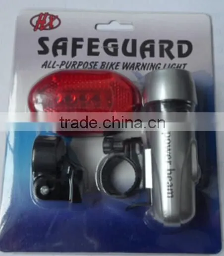Waterproof 5 LED Lamp Bike Bicycle Front Head Light + 5 Red LED Rear Safety Flashlight photo-2