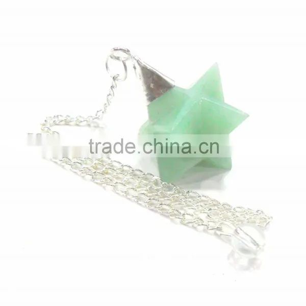 Green Aventurine Merkaba Star Metal Cap Pendulum : Wholesale Merkaba Pendulum
