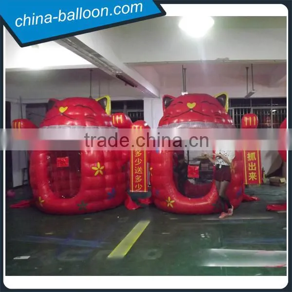 Inflatable Red Fortune Cat Cash Machine / Inflatable Cartoon Money Machine for Sales Promotion photo-2