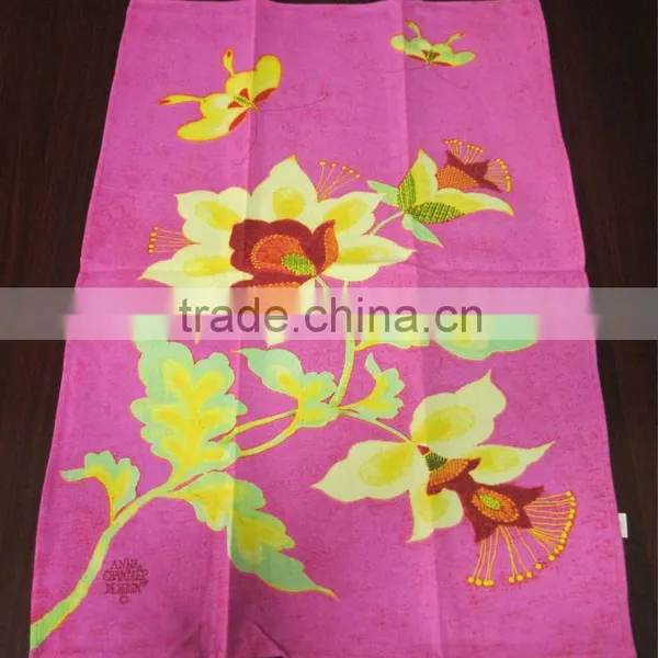 100% Cotton 3 PCS Kitchen Set Oven Mitt Pot Holder & Dish Towel Beautiful Flowers Printed TOWEL photo-4