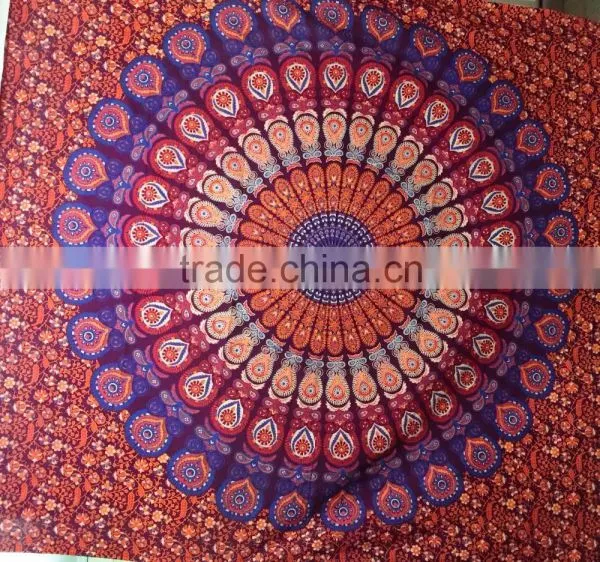 Ethnic Gypsy Hippie Psychedelic Mandala Tapestry Cotton Throw Cover Dorm Decor Indian Printed Bedsheets
