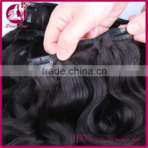 Clip In Human Hair Extensions Mongolian Virgin Hair Body Wave Clip In Hair Extensions Natural Color Mongolian Body Wave Clip Ins photo-3