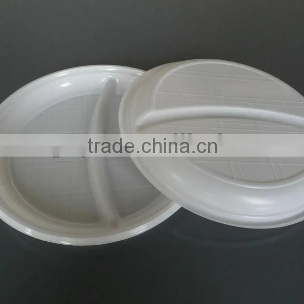 9 Inch Two Compartments Disposable Plastic Plate For Food