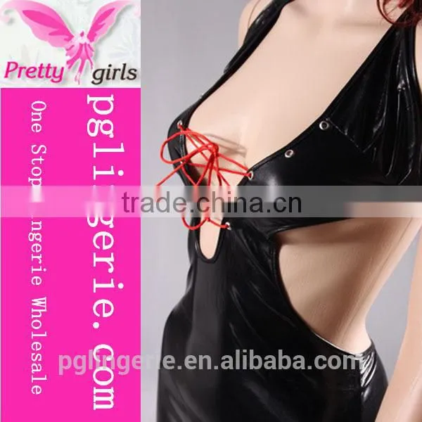 Newest Design Woman Bareness Sexy Genuine Leather Dress photo-4