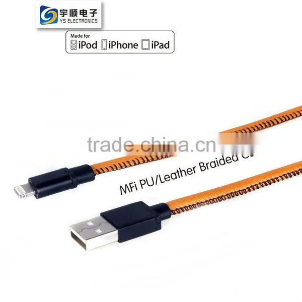 MFi Leather Cable for IPhone 6 Plus / 6 //6S/ 5S / 5C / 5 YUSH Manufacturers photo-2