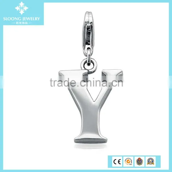 Simple Metal Fashion Letter F Charm in Sterling Silver photo-3