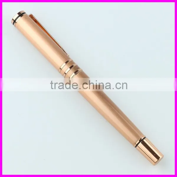 shiny body rose gold color heavy metal roller pen as business gift pen