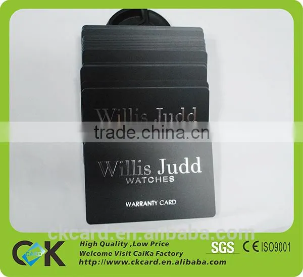 High Quality Black PVC Hot Stamping Warranty Card Guarantee Card photo-2