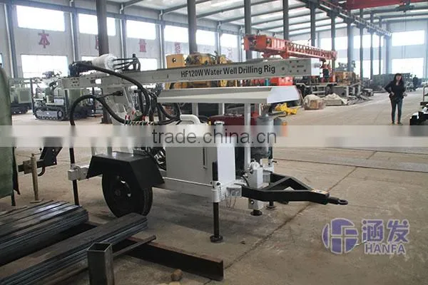 HF120W 120m Water Well Trailer Mounted Drilling Rig , Cheap Water Well Drilling Rig photo-4