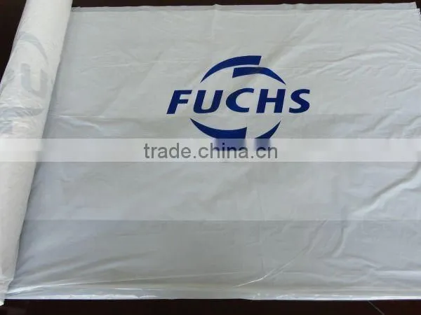 LDPE Ivory Color With FUCHS Printing and Two Pockets Plastic Disposable Car Seat Cover photo-3