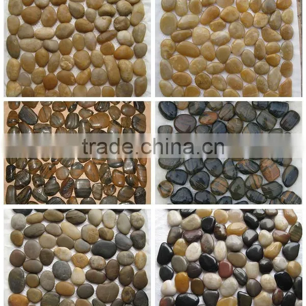 High Polished Black Pebble Tile Floor Pebble Shower Tile photo-3