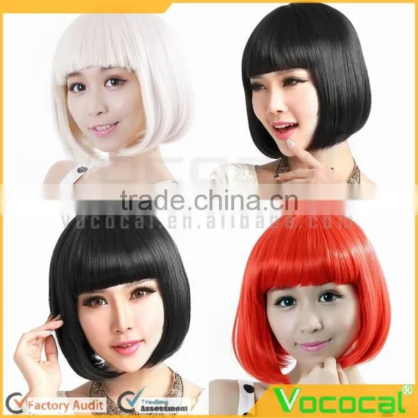 Ladies Straight Flat Bang Short Bob Hair Wig for Halloween Christmas Party Cosplay photo-3