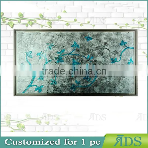 Framed Handmade Carve Pattens With Silver Leaf MDF Modern Glass Wall Art Decor photo-2