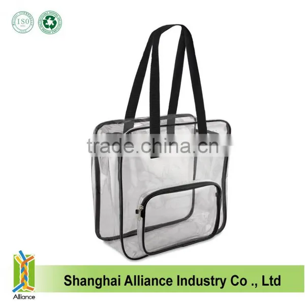 Clear Oversized Tote PVC Vinyl Plastic Large Shopper Shoulder Bag Transparent With Front Clear Zipper Pocket photo-2