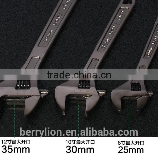 Berrylion Black Nickel Adjustable Wrench 8"/200mm Black Finished Adjustable Wrench photo-6