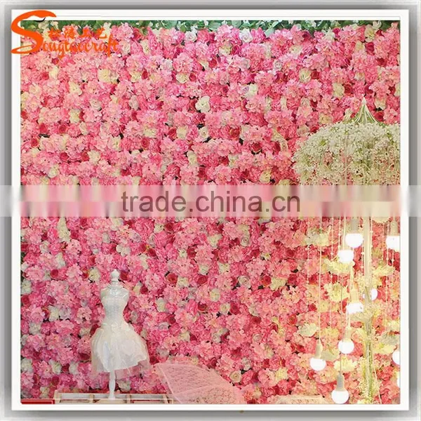 Artificial Flower Wall With Wholesale Silk Flower Hydrangea and Rose for Wedding photo-3