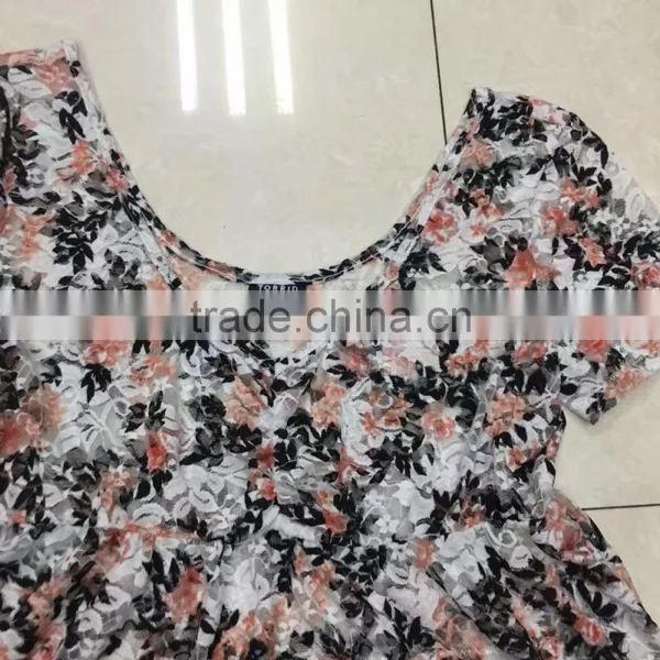 Yiwu Leftover Stock Flower Full Print Ladies Lace Tops photo-4