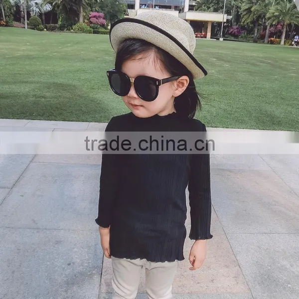 1-6 Years 2017 New Autumn Full Sleeve Good Quality Cotton Knitting Solid Color Girls Blouse photo-3
