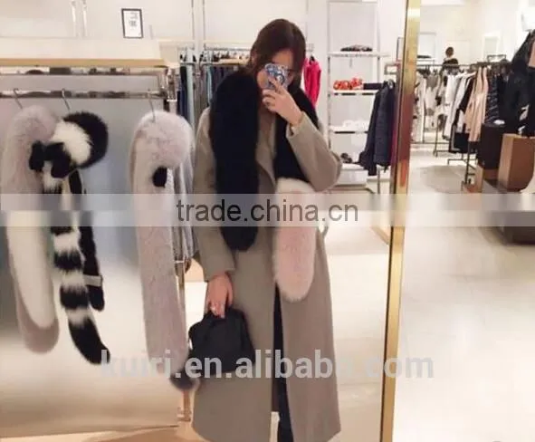 Winter Casual Fashion Women Big Whole Fox Fur Scarf Lady Colorful Wraps Women Faux Fur Wrap Shawls photo-2