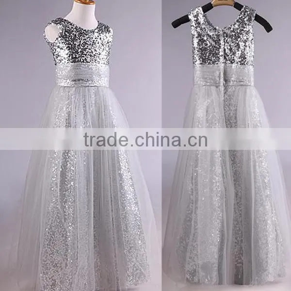 Flower Girls Sequins Tutu Dress Kids Long Birthday Party Dress photo-4
