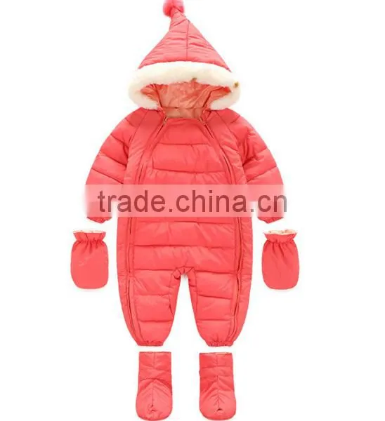 Kids Wholesale Winter Clothes,custom Design High Quality Baby and Infant Winter Hooded Rompers photo-5