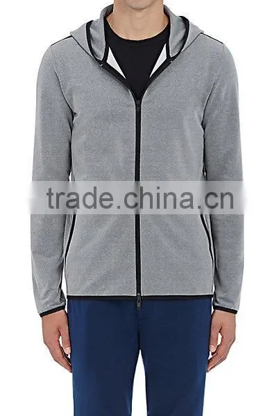 Light Grey Tech-jersey Zip-front Damenn Hoodie Styled With Black Tech-fabric Trim photo-5