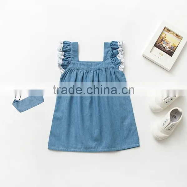 ShiJ Baby Girls Dress Set Demin Vintage Summer Cotton Baby Clothing photo-2