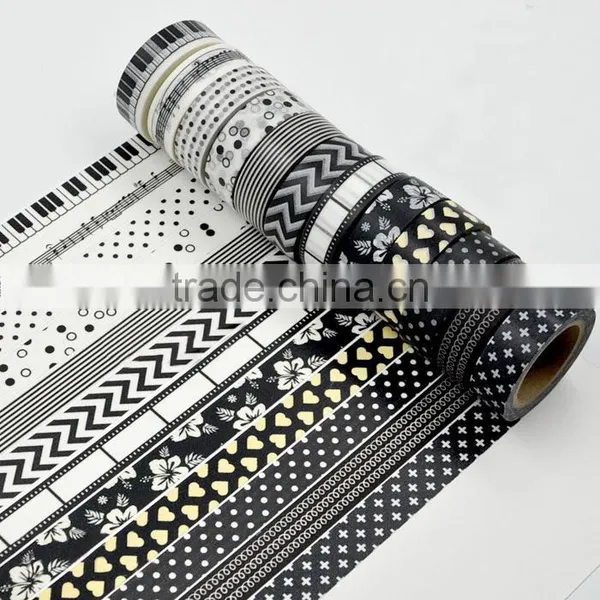 1.5cm*10m White and Black Washi Tape Customized Paper Tape Planner Accessories photo-4