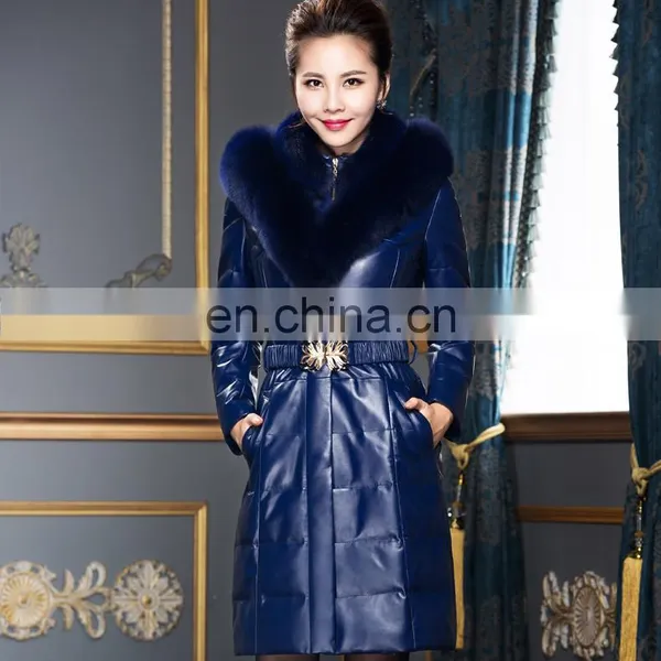 Hot Selling Winter Short Real Leather Down Coat With Fur Collar photo-5