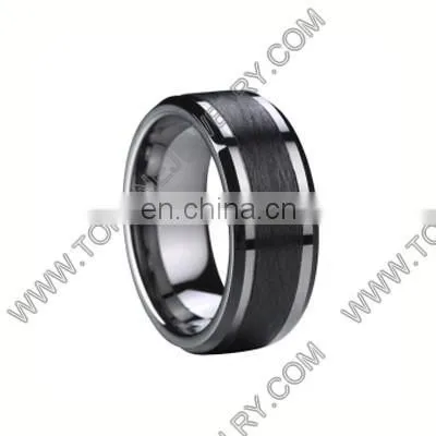 Black Tungsten Ring Blank Men's Engraved Jewelry photo-3