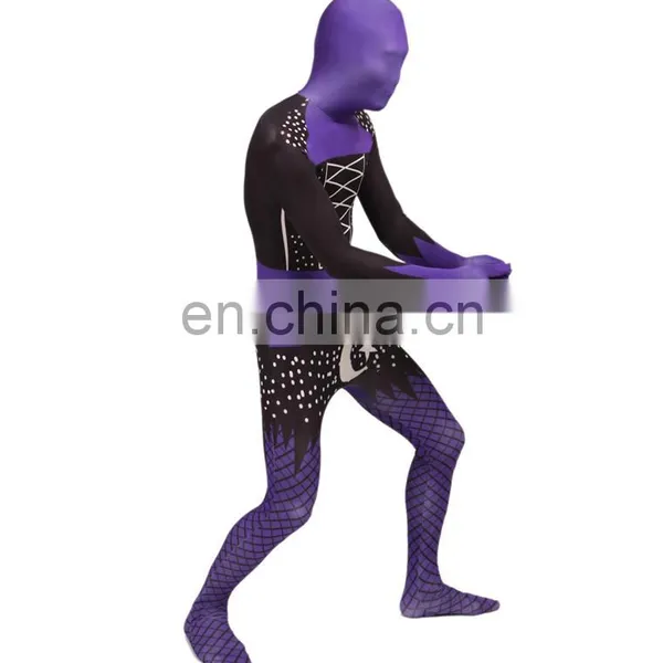 Wholesale Purple Sexy Full Hood Halloween Costume Zentai Lycra Catsuit photo-4