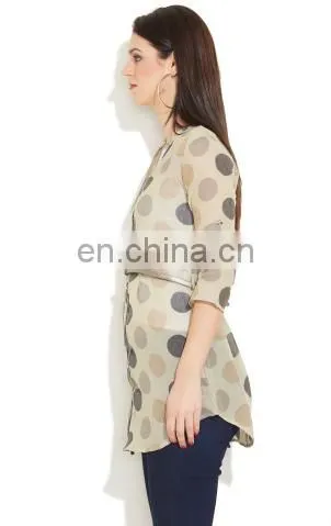 Wholesale 2015 Ladies Ladies' Tunic Short Sleeve Tunic Polka Dot Chiffon Tunic photo-2
