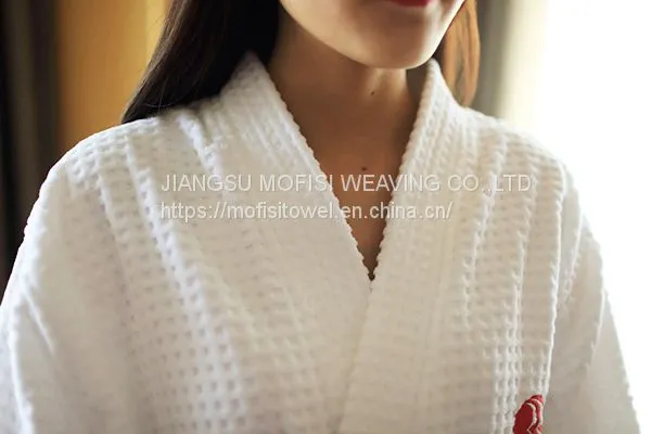 Bathrobe Suppliers Hotel White Waffle Women Robes Wholesale photo-3