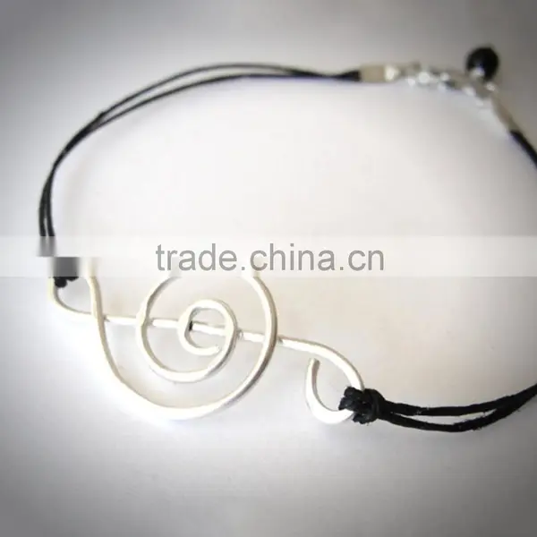 2015 Newest Wax Cord Braid Rock Bangle Heavy Metal Ancient Charm Bracelet for Men photo-2