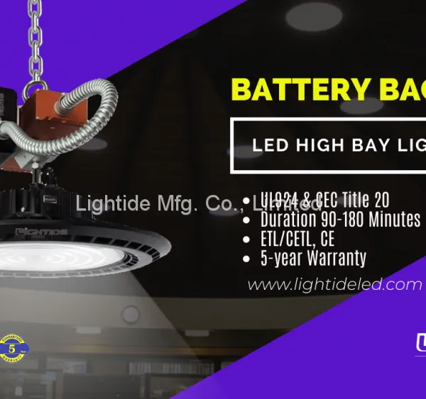 Lightide UL924 & CEC Compliant 150w LED High Bay Light With Battery Backup, 5 Years Warranty photo-2