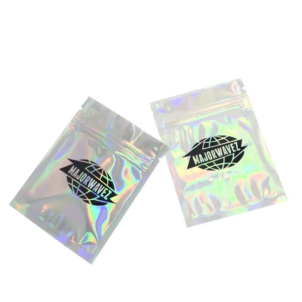 Custom Logo Printing Zipper Mylar Packaging Hologram Laser Holographic Stand Up Zip Pouch Bag Heat Seal Foil Candy Bags photo-4