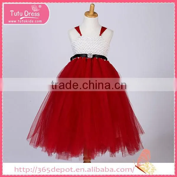 Red High Waist Princess Midi Dress With Big 3D Blossom Gauze Dress Halloween Costume Supplier's Choice photo-3