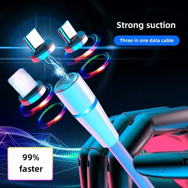 3 in 1 Fast Micro Type C Magnetic Charging Cable For Iphone For HUAWEI For Android photo-5