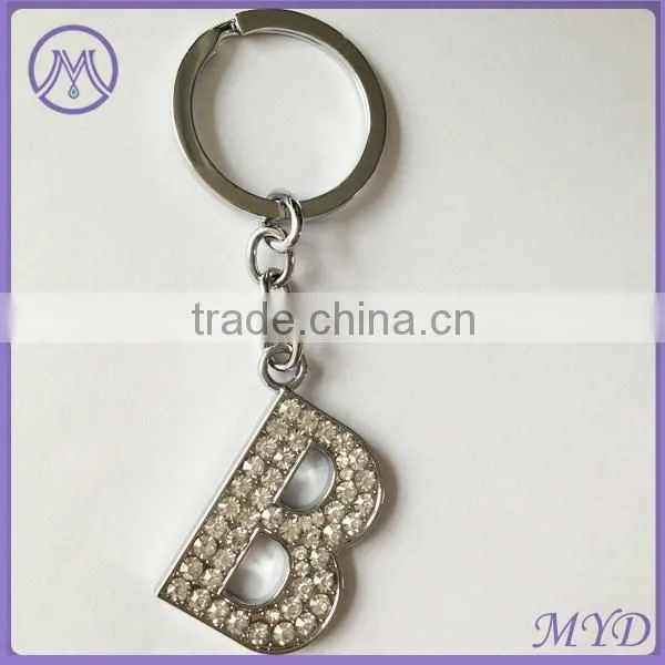 F Letter Metal Key Chain Alphabet Key Ring With Rhinestone Paved photo-5