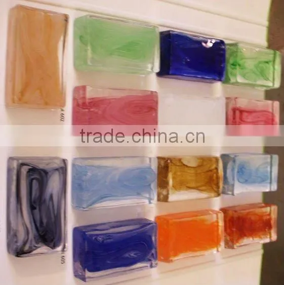 190*190*80mm Colored and Clear Glass Blocks /decorative Seawave Glass Brick photo-2