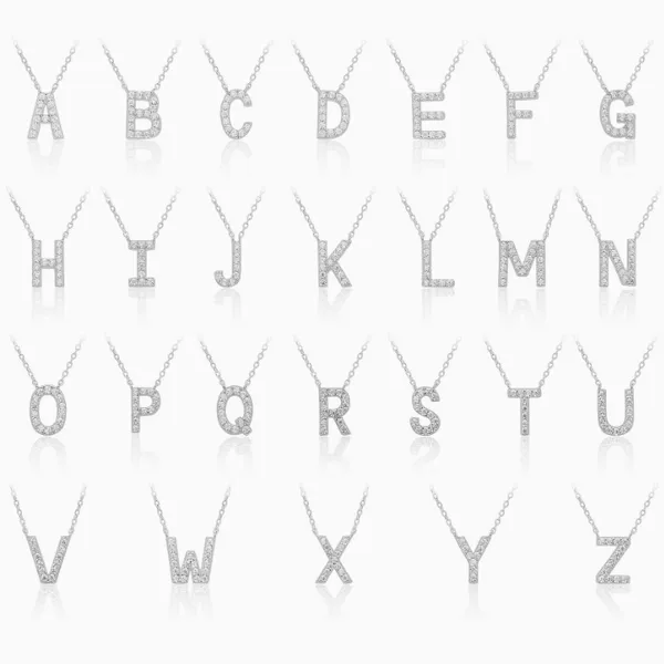 925 Sterling Silver Initial Necklace, Full Zircon Letter Pendant Necklace, Personalized Monogram Name Necklace Fashion Jewelry Gift for Women Girls photo-3